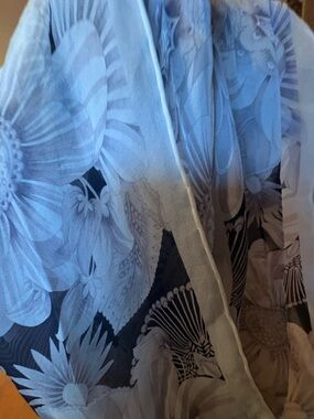 Salvatore Ferragamo Floral Sheer Scarf in Light gray and Black